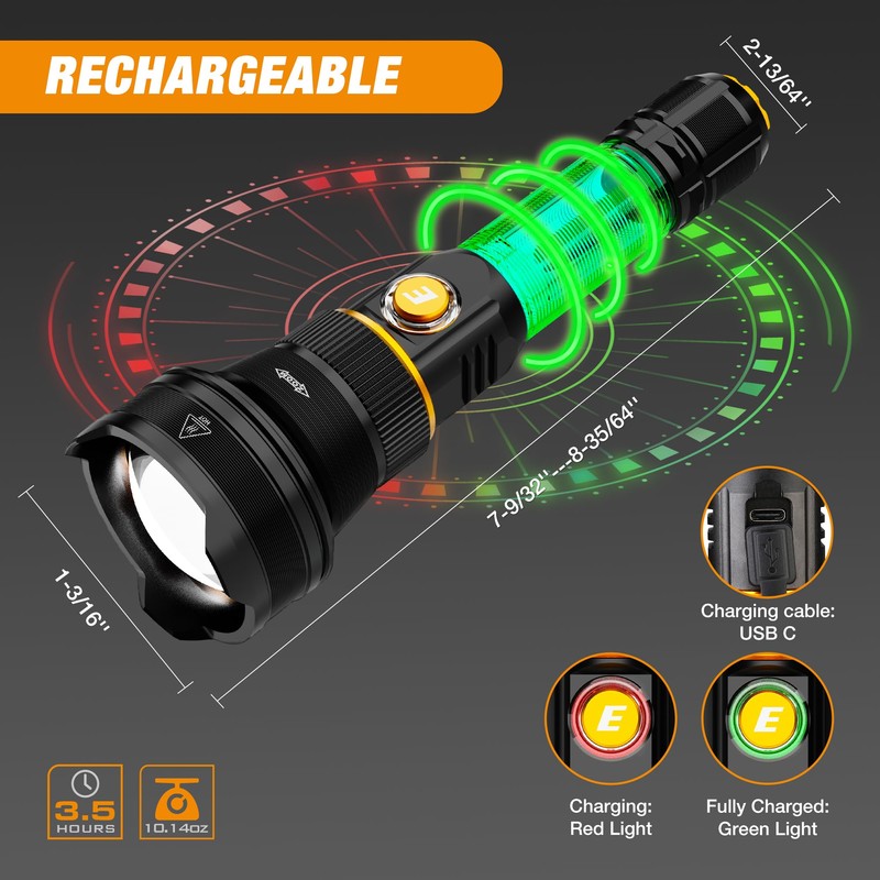 EverBrite Rechargeable Flashlight, 1000 Lumens Zoomable LED Tactical Flashlight with