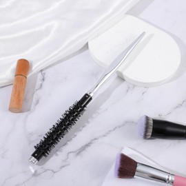 Mini Quiff Roller Brush, round brush for blow drying 1/2 Inch small round brushes with Electroplating Handle and Nylon Bristles Portable Travel Brushes for Styling Short Fine Hair Women Men