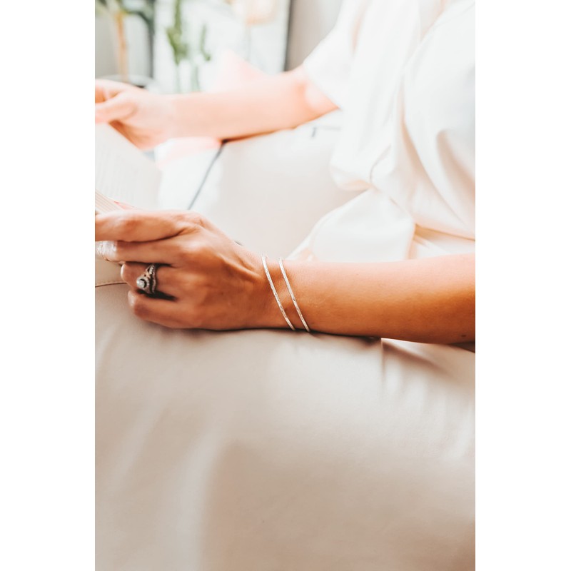 Larger Sterling Silver Hammered Thin Cuff Stacking Bracelet