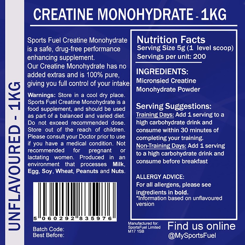 Sports Fuel Sports Fuel 1 kg, Creatine Monohydrate Powder Supplement,