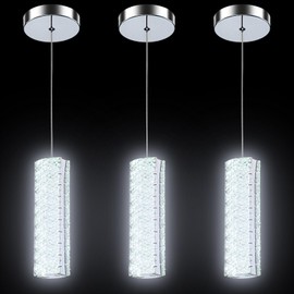 ROMYEAR 3-Pack Modern Crystal LED Pendant Lights for Kitchen Over Island with Remote, Adjustable Height Hanging Ceiling Light, Dimmable Chandelier for Dining Room, Bedroom, Living Room, Bar Counter