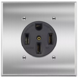 Maxbright NEMA 14-50R  50 A Receptacle Flush Mounting Outlet,3 P 4 Wire 125V, square panel