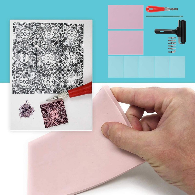 Bloques para Tallar Sellos, Kit para Hacer Sellos de Caucho