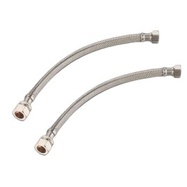 JD Brands 2X 15mm x 1/2" Flexi Tap Connectors – 300mm Braided Hose Inlet Pipe (WRAS Approved) | Flexible Tap & Valve Connectors for Kitchen & Bathroom Plumbing – Pack of 2