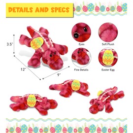 DolliBu Cute Pink Tie-Dye Alligator with Yellow Easter Egg Plush - 12 Inches