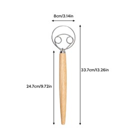 Danish Dough Whisk Mixer ValueHall 2 Pcs Premium Mixer Wooden Handle Kitchen Baking Tool 13inch Dough Whisk Bread Mixer Stainless Steel Dutch Whisk Mixer Wooden Handle Kitchen Baking Tool V4B05