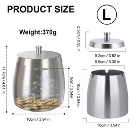 Ruayia Ashtray with Blanket, Storm Ashtray, Wind Ashtray, Stainless Steel, Storm Ashtray with Non-Slip Base, Standing Ashtray for Outdoor and Indoor Use, Large Format