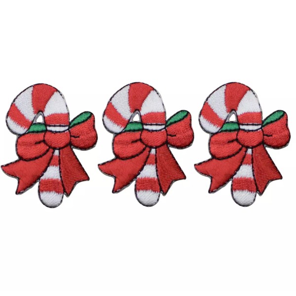 Patch Parlor Candy Cane Applique Patch - Christmas Treat, Red