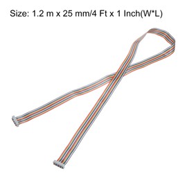 sourcing map IDC Rainbow Wire Flat Ribbon Cable 2.54mm Pitch 20 Pin Connection Line FC Dual Female Gray Connector for DIY Experiment 4 Ft Length 1 Pcs