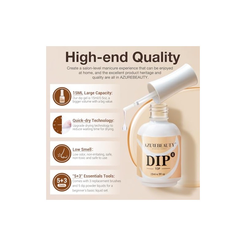 AZUREBEAUTY Dip Powder Gel Líquido de 5 piezas con bon,
