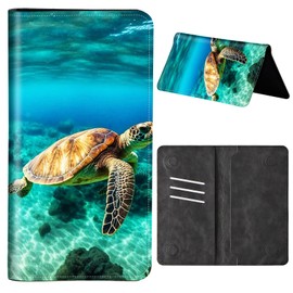 BFDHGQZC Sea Turtle RFID Blocking Bifold Wallet for Men Women, Dual Magnetic Clasp PU Leather Long Wallet with Money Phone Pockets&Card Slots