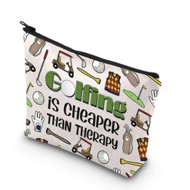 Golfing Themed Gift Golfing Is Cheaper Than Therapy Makeup Bag Golfer Memorial Gift (Golfing bag)