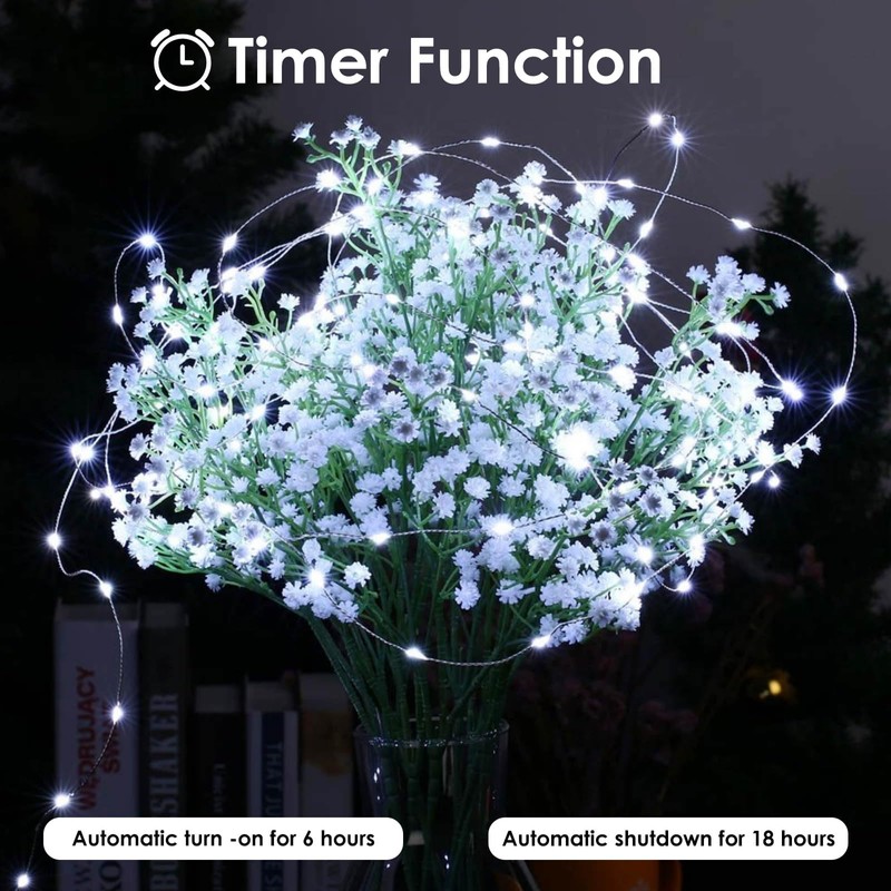 4-Pack 50 LED Fairy Lights Battery Operated with Remote Control