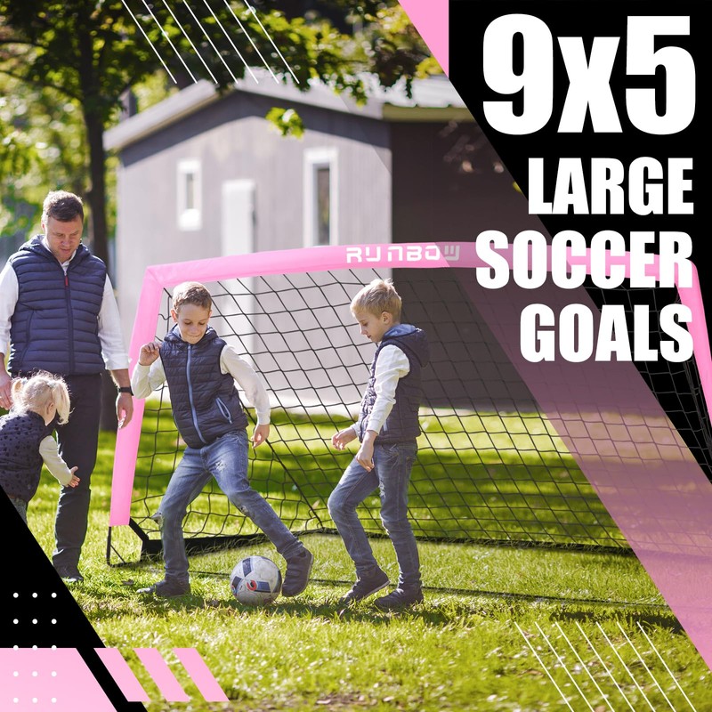 RUNBOW 9x5 ft Portable Kids Soccer Goal for Backyard Adult