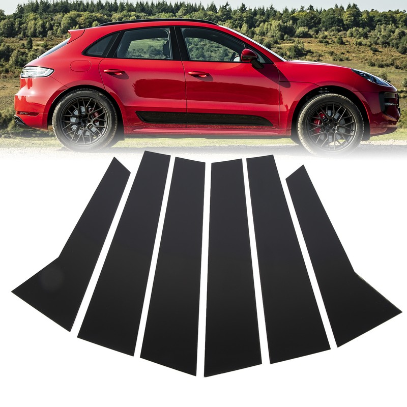 6Pcs B Pillar Posts Trim Glossy Black Exterior Window Decal