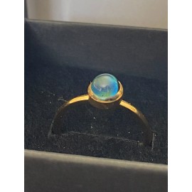None Round Stone Stainless Steel Gold Mood Ring Size 10 +Color Chart + Gift Box & Bag