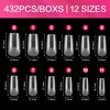AIMEILI Pack of 432 Fake Nails Transparent 12 Sizes Artificial
