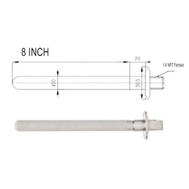 HOMHOK Tri-Clamp Stainless Steel with Diffusion Stone,2 Micron Aeration Stone,Carbonation Stone with 1/4" Female NPT CO2 inlet,1.5 Inch Tri clamp Size 8" Length