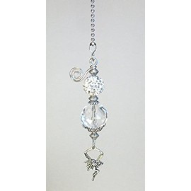 Beautiful Glimmering Winged Fairy Angel Faceted Glass & Silvery Faux Rhinestone Ceiling Fan Pull/Light Pull Chain