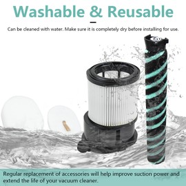Replacement Accessories Compatible with Shark IP3251 IP1251 Cordless Vacuum Cleaner (1 roller brush + 2 filters + 6 filter pads)