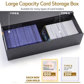Silph PLC Trading Card Storage Box-[1 Pack], Baseball Hobby Card Holder Case for Sports Cards with Magnet, Top Loader Storage Box Cases with Labels for 800 Cards, 200 Top Loaders