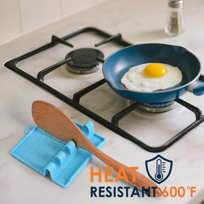 CUZAFO 2-PACK 600°F Heat Resistant Silicone Spoon Rest, Multiple Utensil