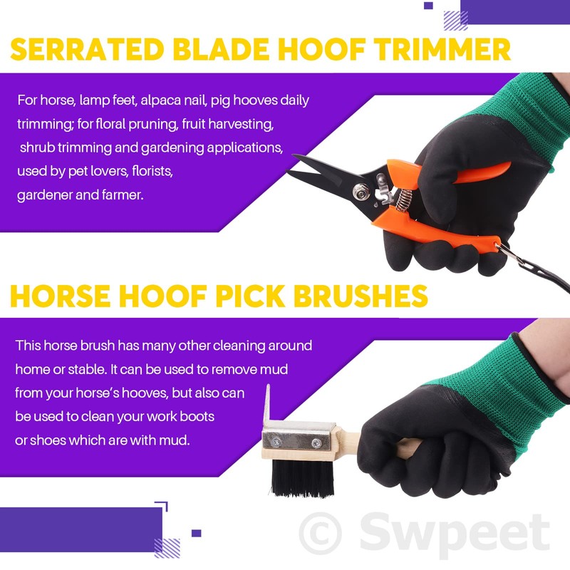 Swpeet 8Pcs Professional Farrier Tools Value Kit with Roll Pack,