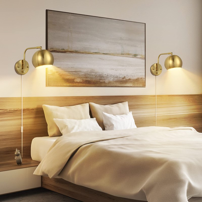 VATONI Plug in Dimmable Wall Sconce Swing Arm Wall Lights