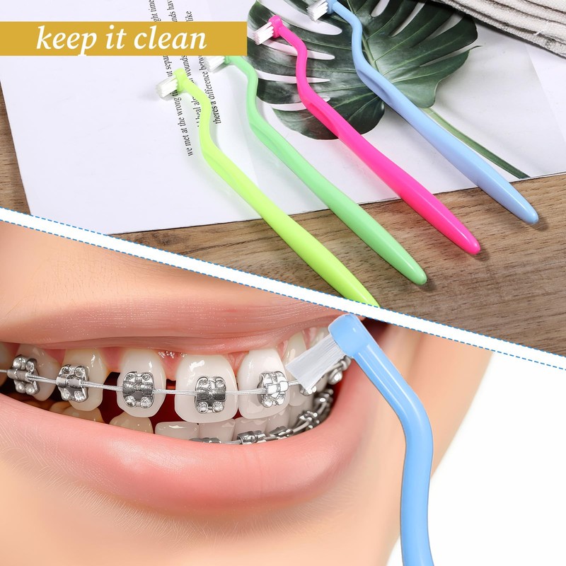 4 PCS Orthodontic Toothbrush, End Tuft Toothbrush Mini Compact Interspace