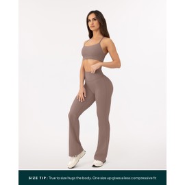 PAVOI ACTIVE High Waisted Flare Leggings for Women - Buttery Soft Short Length Bell Bottom Workout Flared Wide Leg Yoga Pants - FlexFlow, Medium, Teak