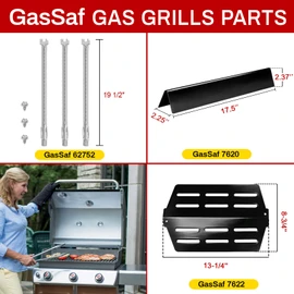 GasSaf 19.5 Burner Tubes | 17.5 Flavorizer Bars | Heat Plates Deflectors for Weber Genesis 300 Series E310 E320 E330 S310 S320 S330 Gas Grills(Front-Control), Grill Parts for Weber 7620 7622 62752
