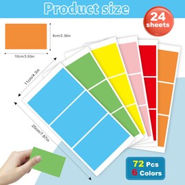 Pack of 72 Moving Labels, 100 x 60 mm Rectangular Colour Stickers, Moving Boxes, Colourful for Boxes, Colour Coding Labels, Moving House Stickers (10 x 6 cm)