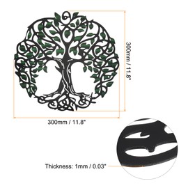 PATIKIL Metal Tree Wall Decor, Tree of Life Wall Sculpture Ornament Hanging Wall Decoration for Home Indoor Outdoor, Green Black