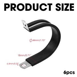 6Pcs P Clamps Rubber Insulated Clips For UTV Windshield Wire, 1.73" (44mm) Quick Connect Holder Bracket For Roll Cage Conduit Pipe Bar Strap Hose Tools Mounting Hardware Cable Wiring Tube Cord Tubing