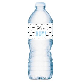 20 Little Man Water Bottle Labels; Waterproof Water Bottle Wrappers; Its a Boy Water Bottle Stickers Labels Decorations for Baby Shower, Sprinkle, Birthday