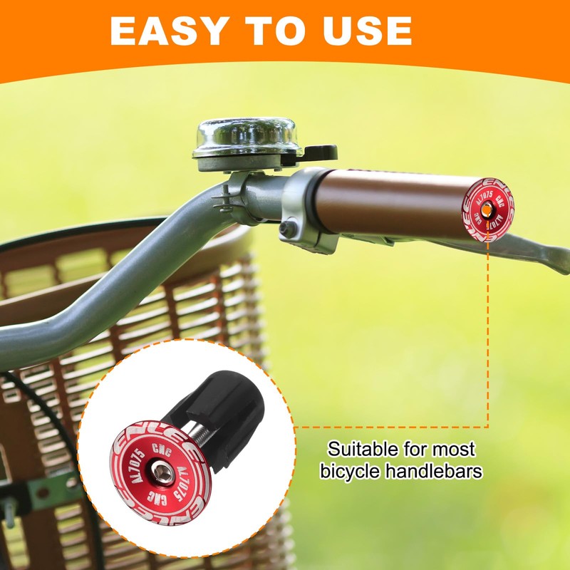 sourcing map Bike Handlebar End Plugs Aluminum Bar End Caps