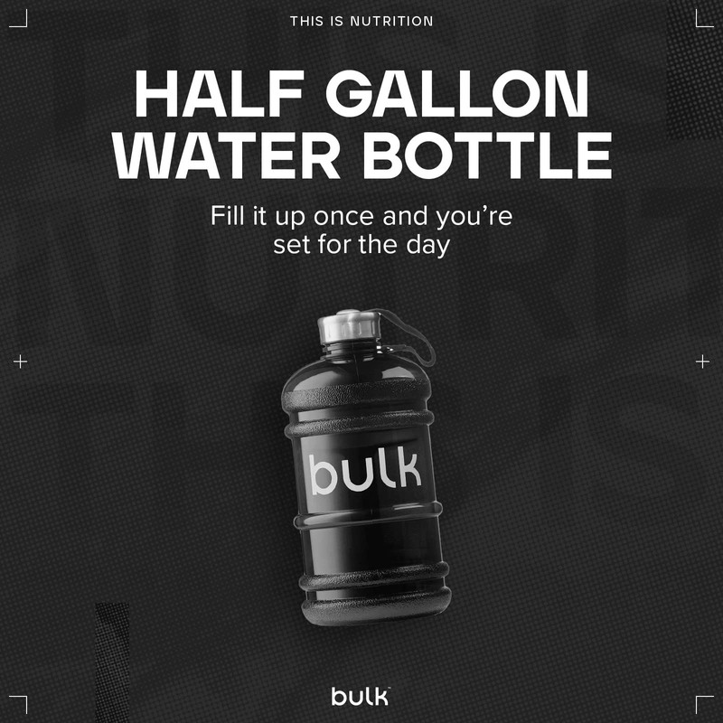 Bulk Half Gallon Water Bottle, Gunmetal Black, 2.2 Litre