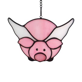 WeDcpcin Stained Glass Window Hanging Panel, Pig Sun Catcher Home Decor,Birthday Gift, to Friends, Ladies, and mom