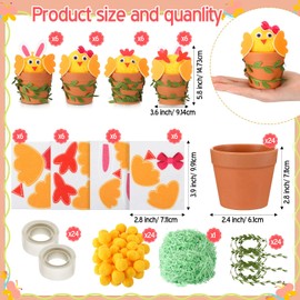 VioraWhite 24 Sets Easter Crafts Kit for Kids Include Little Chic, Bunny, Spring, Sunday School DIY Crafts with 24 Flower Pots for Family Home Sunday School Spring Activities Easter Party Supplies