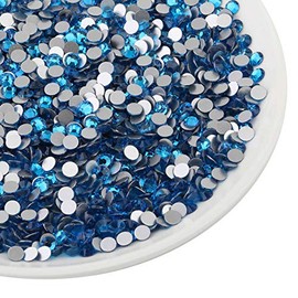 beadsland Flat Back Crystal Rhinestones Round Gems for Nail Art and Craft Glue Fix,Capri Blue (4.6-4.8mm) SS20/1440pcs
