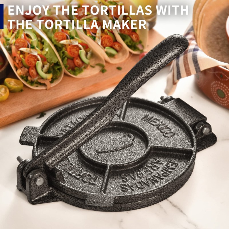 ARC Tortilla Press 8 inch, Cast Iron Tortilla Maker Include