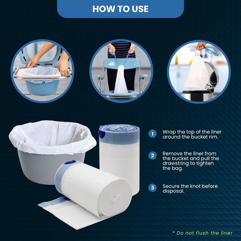 MED PRIDE Disposable Bedside Commode Liner Bags [Pack of 100]-