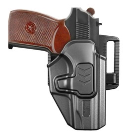 GUN & FLOWER OWB Makarov PM Holster - Level 2 Index Finger Release, 360° Adjustable Tactical Belt Loop Fits 1.5"-2.25" Width, Optics Ready for Red Dot, Right Hand Draw, Open Muzzle Design (Black)