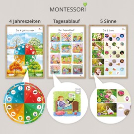 fantassimo® 12 Educational Montessori Learning Posters A3 Alphabet Numbers Posters for Kids Preschool Primary School Pictures Nursery Classroom Decoration Boys Girls