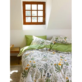 Houseri Green Floral Comforter Set Twin Yellow Green Botanical Bedding Set Twin Size Boho Comforter for Girls Women Boy Men Bohemian Flower Farmhouse Bedding Quilt Twin Size