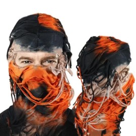 New Foreign Trade Colorful Ripped Spandex/Polyester Balaclava Hat Unisex Lightweight Neck-protecting Face Mask Hip-hop QuirkyColor: Black and gray