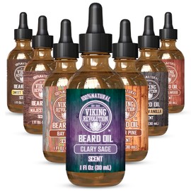 Acondicionador de aceite para barba, aroma natural de salvia con aceites orgánicos de argán y jojoba, promueve el crecimiento de la barba, suaviza y fortalece las barbas y bigotes para hombres (1 paquete)
