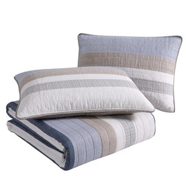 Nautica- King Quilt Set, Cotton Reversible Bedding Set, All Season Designer Home Décor (Ridgeport Beige, King)