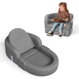 Cowiewie Toddler Travel Bed 2-in-1 Kids Sofa Chair with Removable Cover, Soft Foam Portable Foldable Toddler Bed for Travel with Carrying Bag