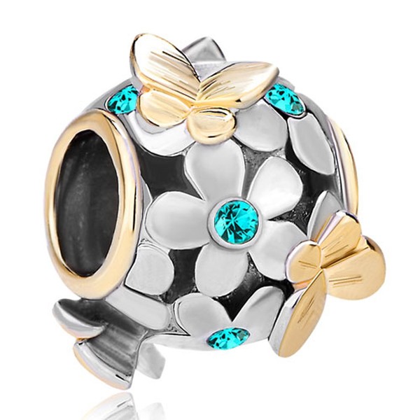 CharmSStory New Butterfly Clear Simulated Birthstone Synthetic Crystal Charm Beads